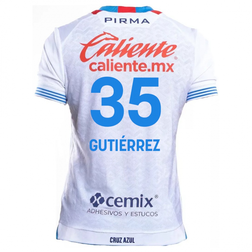 Kinder Luis Gutiérrez #35 Weiß Blau Auswärtstrikot Trikot 2024/25 T-Shirt