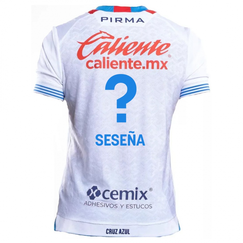 Kinder Miguel Seseña #0 Weiß Blau Auswärtstrikot Trikot 2024/25 T-Shirt