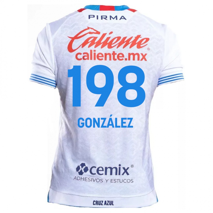 Kinder Kenneth González #198 Weiß Blau Auswärtstrikot Trikot 2024/25 T-Shirt