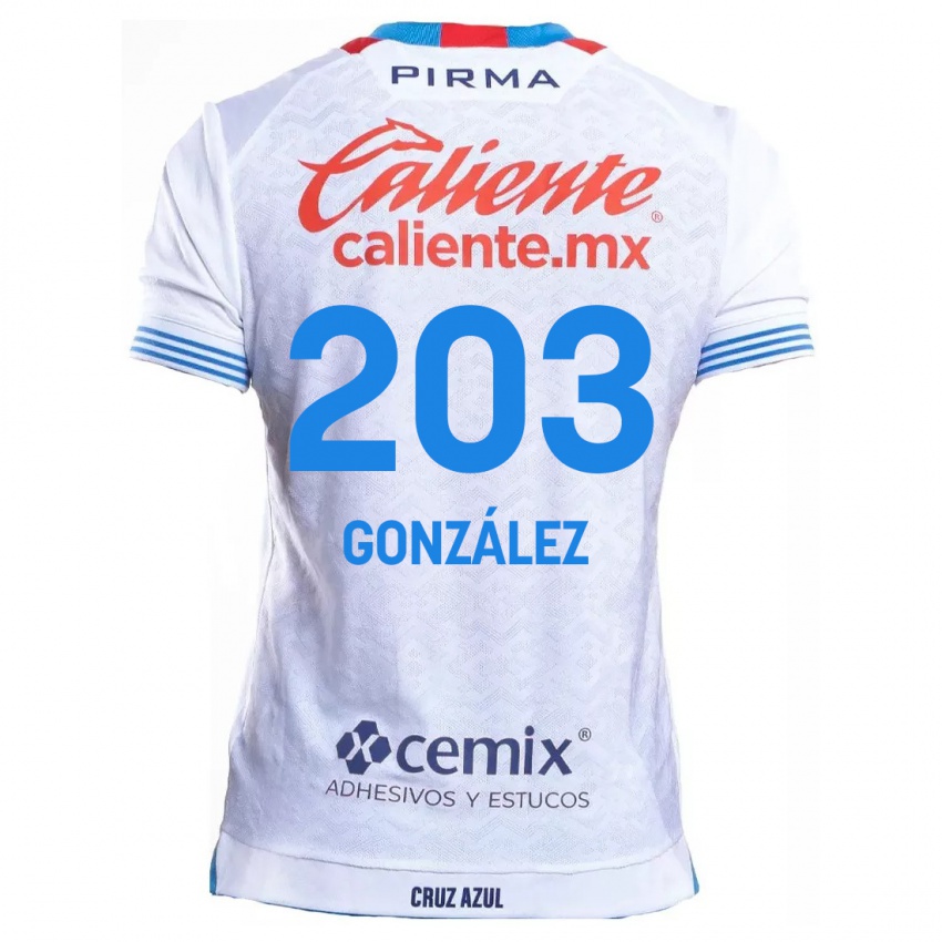 Kinder Rogelio González #203 Weiß Blau Auswärtstrikot Trikot 2024/25 T-Shirt