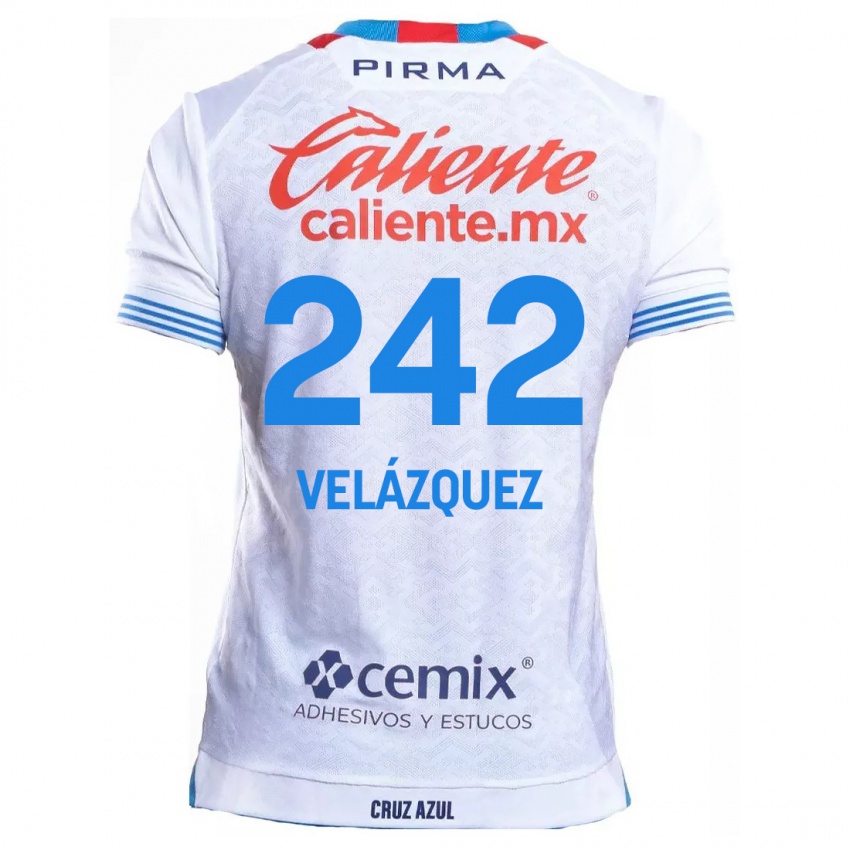 Kinder Karol Velázquez #242 Weiß Blau Auswärtstrikot Trikot 2024/25 T-Shirt