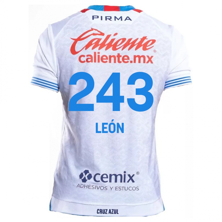 Kinder Cristhian León #243 Weiß Blau Auswärtstrikot Trikot 2024/25 T-Shirt