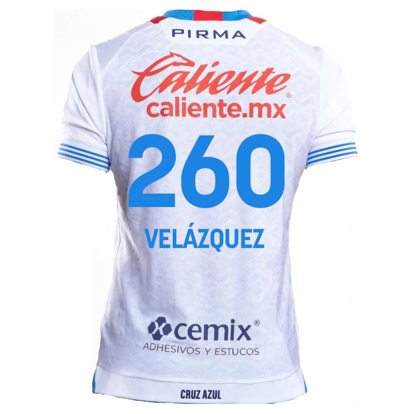 Kinder Víctor Velázquez #260 Weiß Blau Auswärtstrikot Trikot 2024/25 T-Shirt