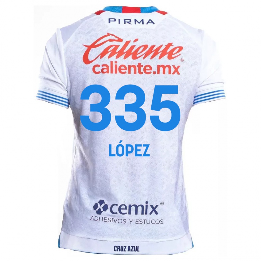 Kinder Alfredo López #335 Weiß Blau Auswärtstrikot Trikot 2024/25 T-Shirt