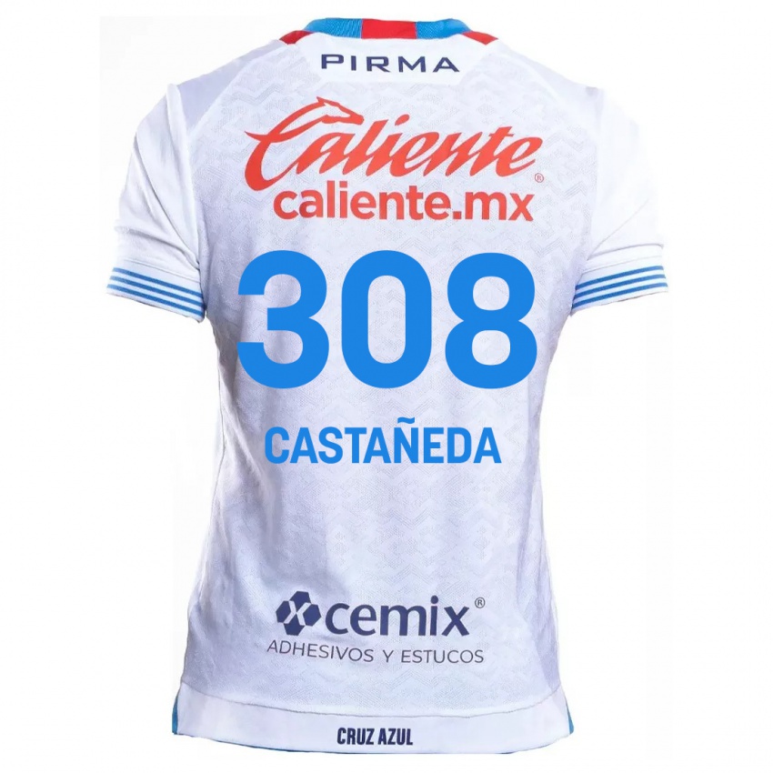 Kinder Emiliano Castañeda #308 Weiß Blau Auswärtstrikot Trikot 2024/25 T-Shirt