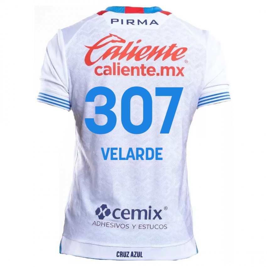 Kinder Juan Velarde #307 Weiß Blau Auswärtstrikot Trikot 2024/25 T-Shirt