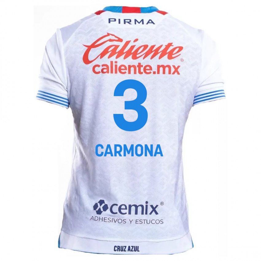 Kinder Edith Carmona #3 Weiß Blau Auswärtstrikot Trikot 2024/25 T-Shirt