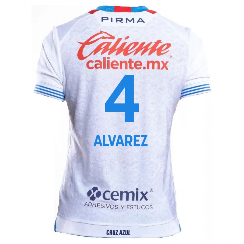 Kinder Gabriela Alvarez #4 Weiß Blau Auswärtstrikot Trikot 2024/25 T-Shirt