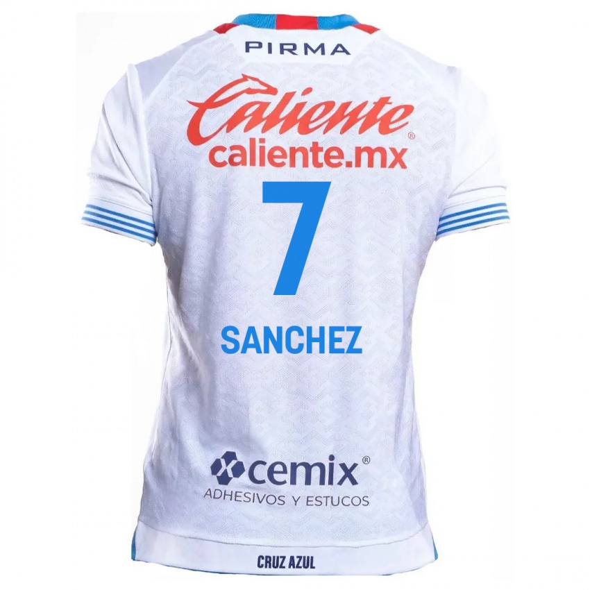 Kinder Andrea Sanchez #7 Weiß Blau Auswärtstrikot Trikot 2024/25 T-Shirt