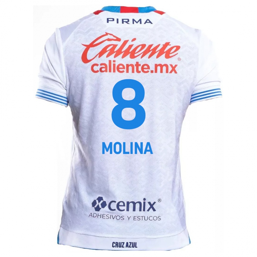 Kinder Dalia Molina #8 Weiß Blau Auswärtstrikot Trikot 2024/25 T-Shirt