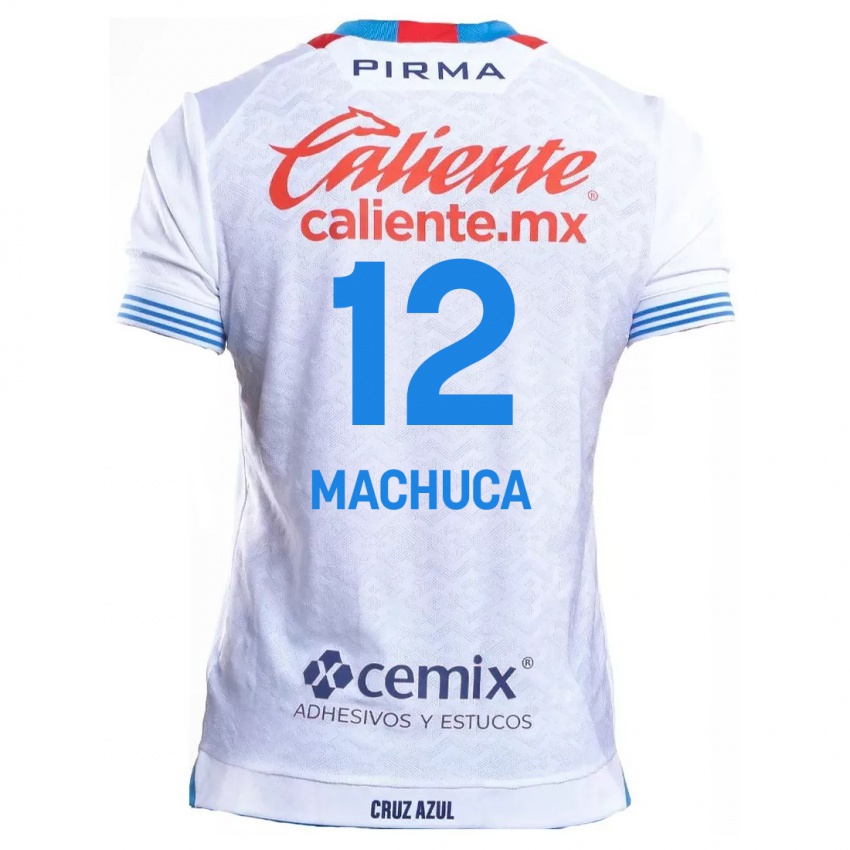 Kinder Gabriela Machuca #12 Weiß Blau Auswärtstrikot Trikot 2024/25 T-Shirt