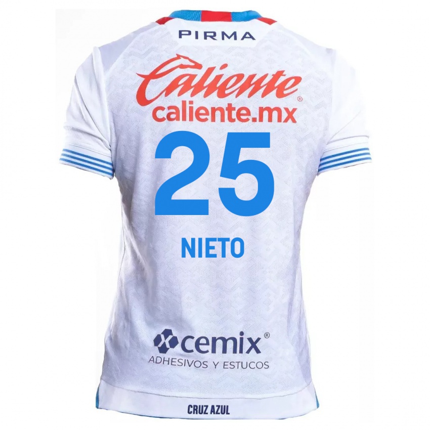 Kinder Natsidieli Nieto #25 Weiß Blau Auswärtstrikot Trikot 2024/25 T-Shirt