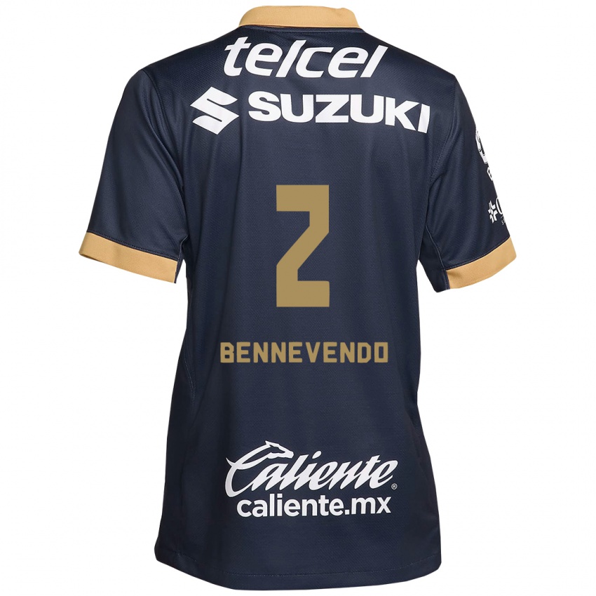 Kinder Pablo Bennevendo #2 Obsidian Gold Weiß Auswärtstrikot Trikot 2024/25 T-Shirt