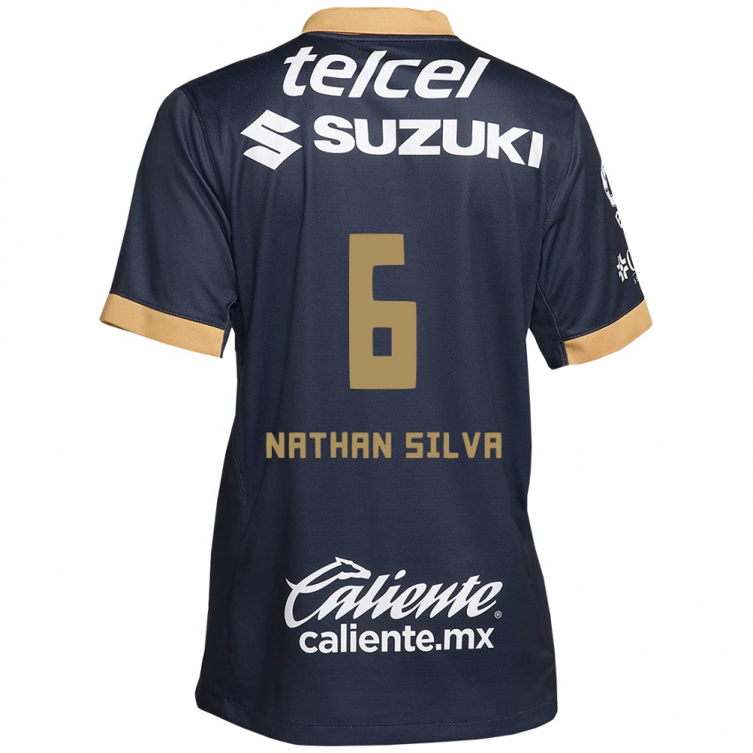 Kinder Nathan Silva #6 Obsidian Gold Weiß Auswärtstrikot Trikot 2024/25 T-Shirt