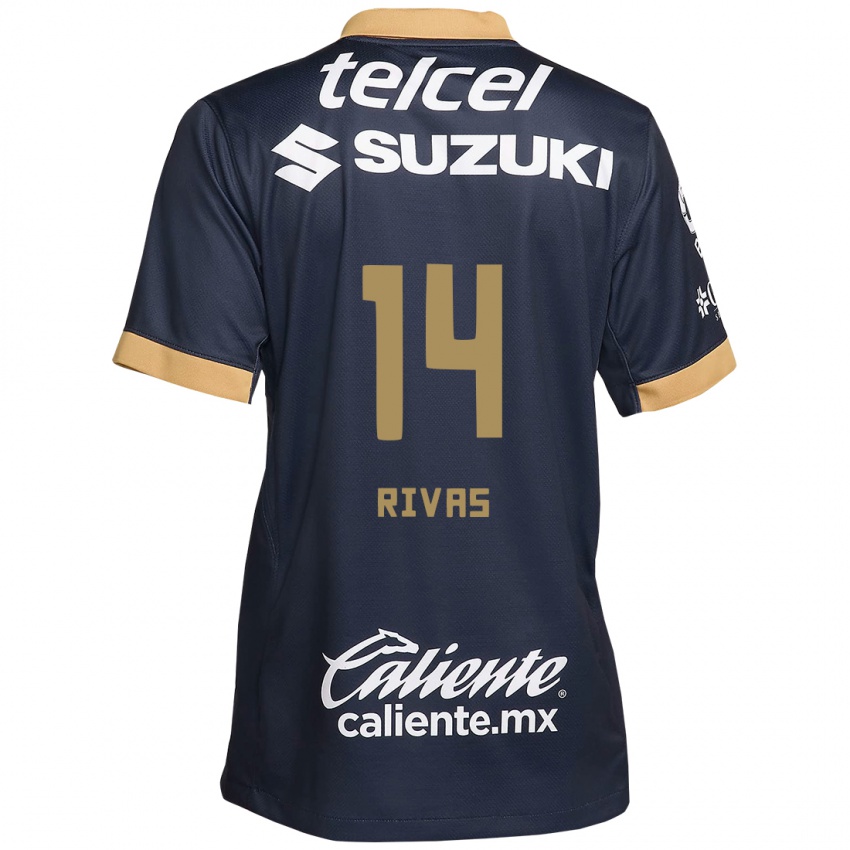 Kinder Jesús Rivas #14 Obsidian Gold Weiß Auswärtstrikot Trikot 2024/25 T-Shirt