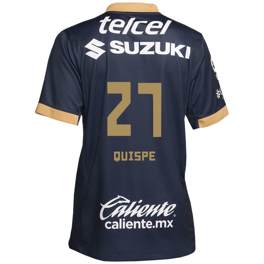 Kinder Piero Quispe #27 Obsidian Gold Weiß Auswärtstrikot Trikot 2024/25 T-Shirt