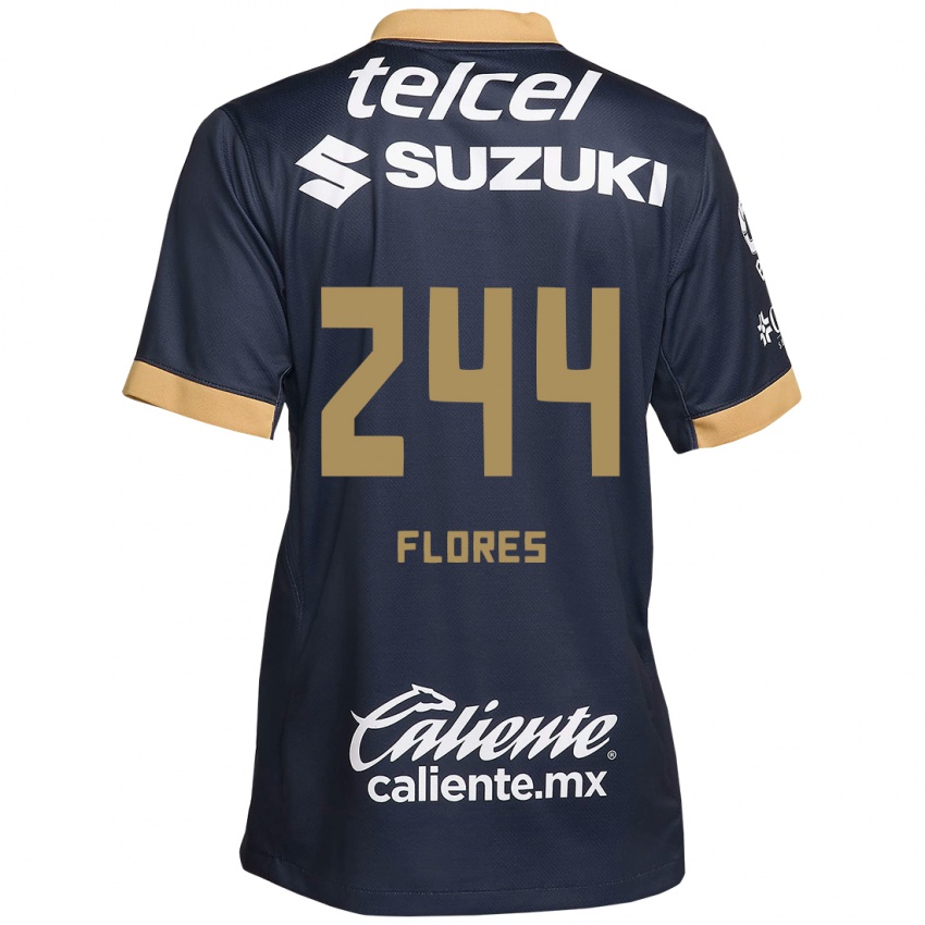 Kinder Jonathan Flores #244 Obsidian Gold Weiß Auswärtstrikot Trikot 2024/25 T-Shirt