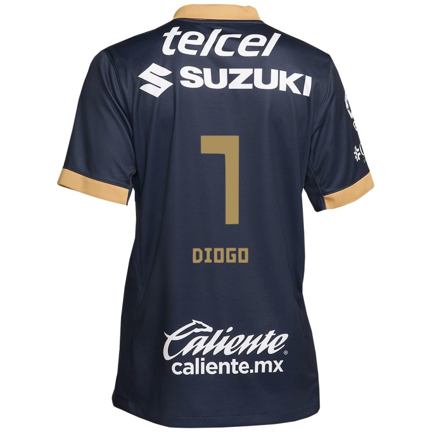 Kinder Diogo #7 Obsidian Gold Weiß Auswärtstrikot Trikot 2024/25 T-Shirt