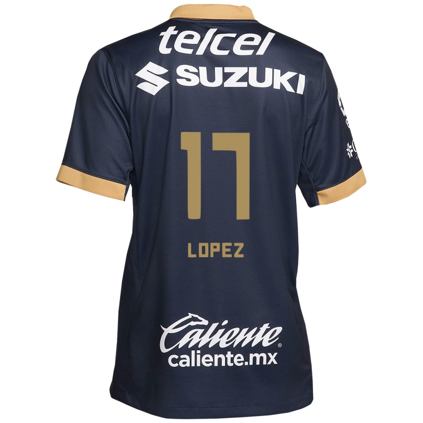 Kinder Leonel Lopez #17 Obsidian Gold Weiß Auswärtstrikot Trikot 2024/25 T-Shirt