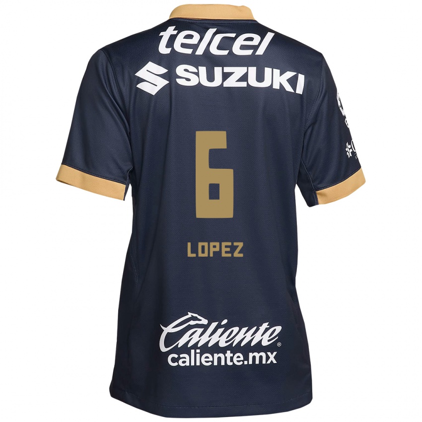 Kinder Nathalia Lopez #6 Obsidian Gold Weiß Auswärtstrikot Trikot 2024/25 T-Shirt