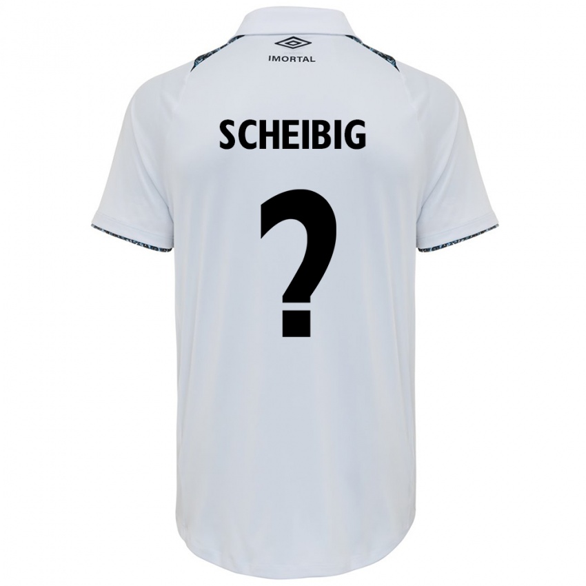 Kinder Felipe Scheibig #0 Weiß Blau Auswärtstrikot Trikot 2024/25 T-Shirt