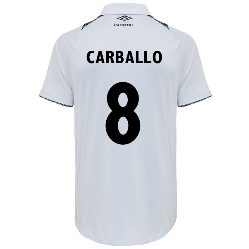 Kinder Felipe Carballo #8 Weiß Blau Auswärtstrikot Trikot 2024/25 T-Shirt