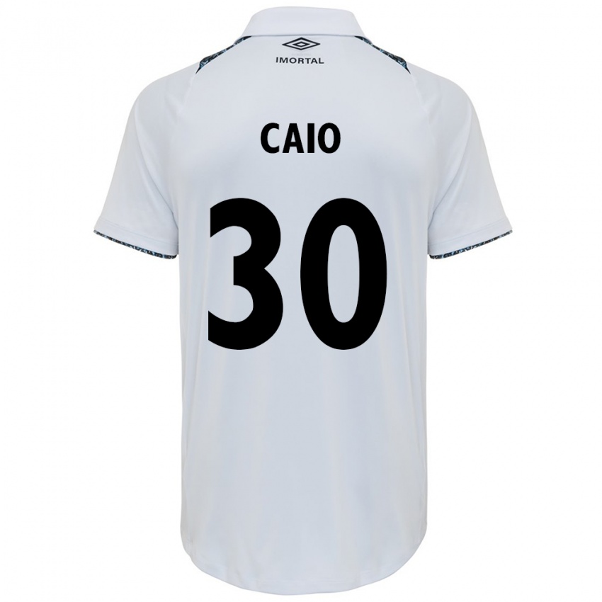 Kinder Rodrigo Caio #30 Weiß Blau Auswärtstrikot Trikot 2024/25 T-Shirt