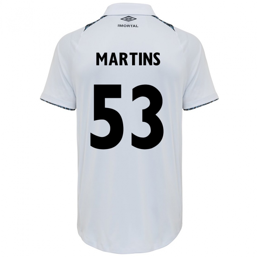 Kinder Gustavo Martins #53 Weiß Blau Auswärtstrikot Trikot 2024/25 T-Shirt