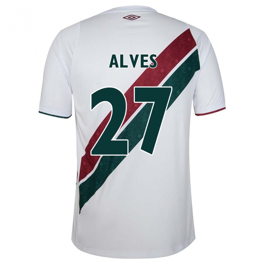 Kinder Felipe Alves #27 Weiß Grün Kastanienbraun Auswärtstrikot Trikot 2024/25 T-Shirt