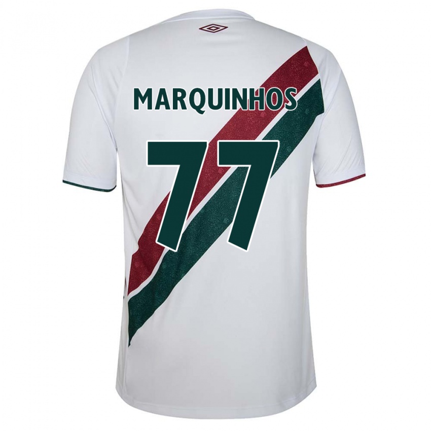 Kinder Marquinhos #77 Weiß Grün Kastanienbraun Auswärtstrikot Trikot 2024/25 T-Shirt