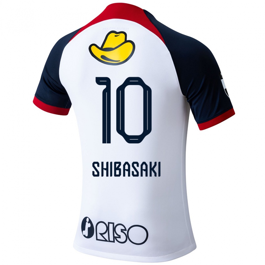 Kinder Gaku Shibasaki #10 Weiß Blau Rot Auswärtstrikot Trikot 2024/25 T-Shirt