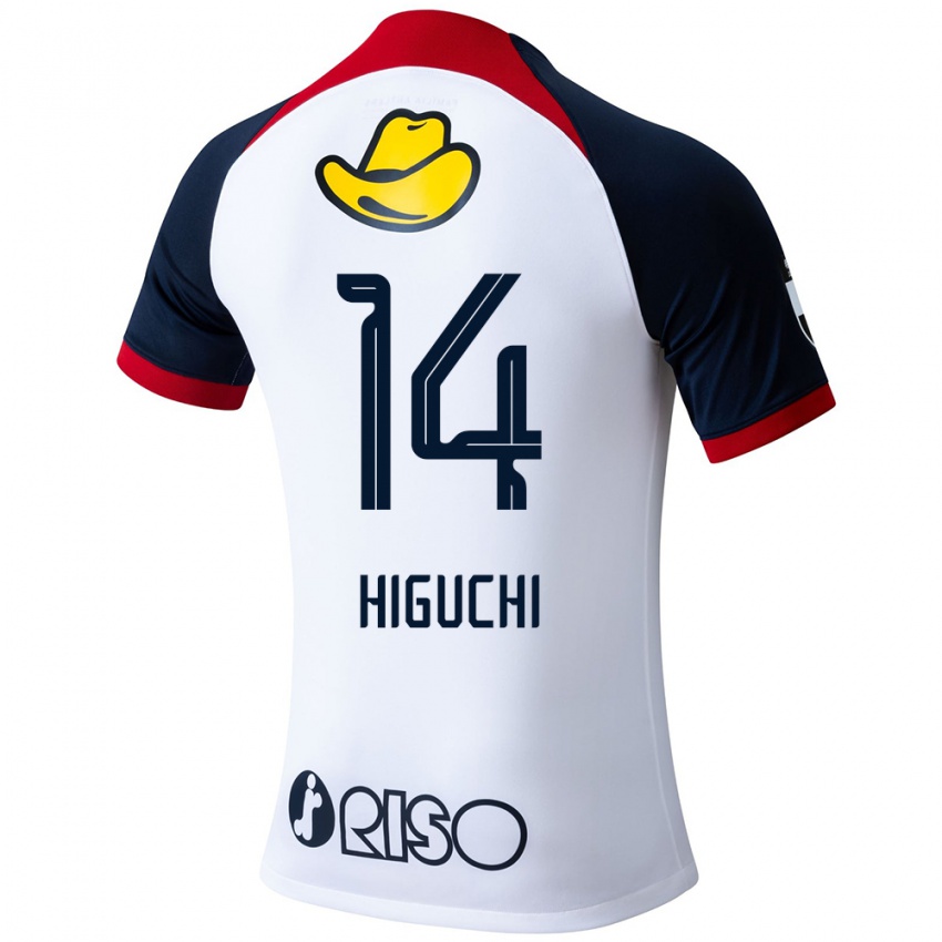 Kinder Yuta Higuchi #14 Weiß Blau Rot Auswärtstrikot Trikot 2024/25 T-Shirt