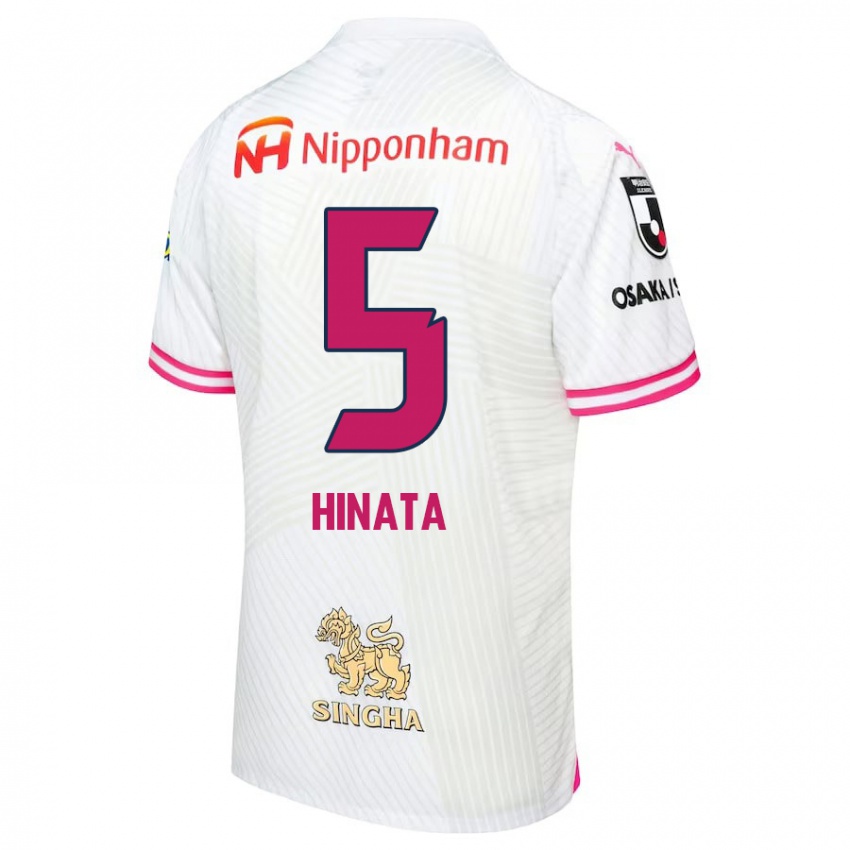 Kinder Hinata Kida #5 Weiß Rosa Auswärtstrikot Trikot 2024/25 T-Shirt