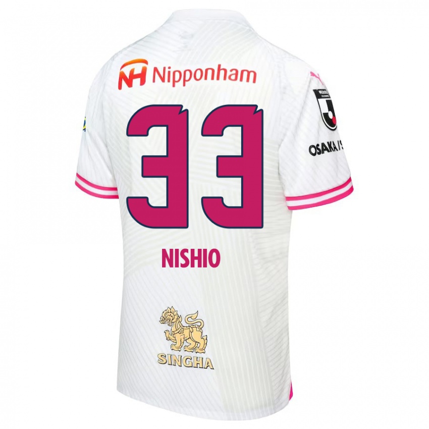 Kinder Ryuya Nishio #33 Weiß Rosa Auswärtstrikot Trikot 2024/25 T-Shirt