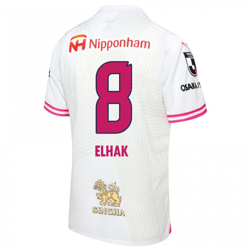 Kinder Akuro Elhak #8 Weiß Rosa Auswärtstrikot Trikot 2024/25 T-Shirt