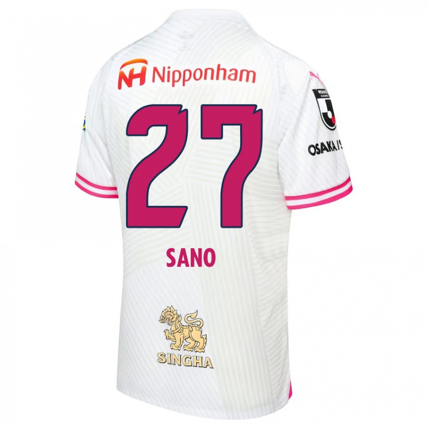 Kinder Taiki Sano #27 Weiß Rosa Auswärtstrikot Trikot 2024/25 T-Shirt