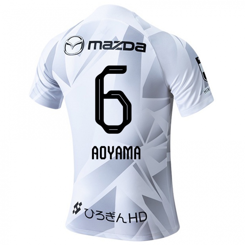 Kinder Toshihiro Aoyama #6 Weiß Grau Schwarz Auswärtstrikot Trikot 2024/25 T-Shirt