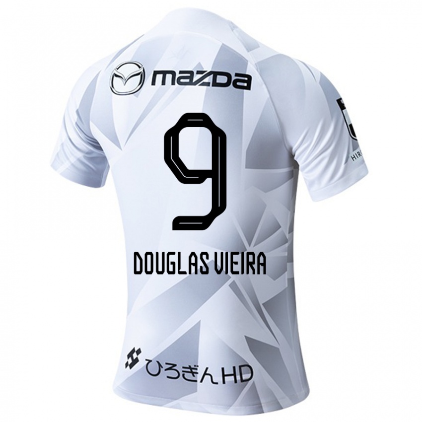 Kinder Douglas Vieira #9 Weiß Grau Schwarz Auswärtstrikot Trikot 2024/25 T-Shirt