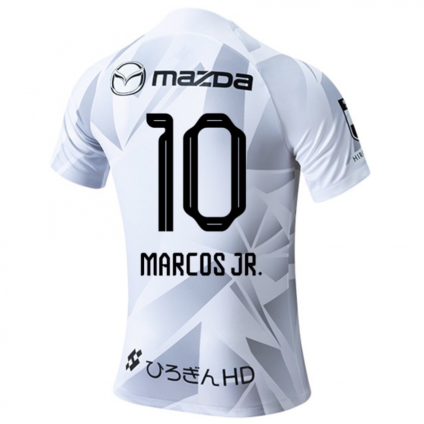 Kinder Marcos Júnior #10 Weiß Grau Schwarz Auswärtstrikot Trikot 2024/25 T-Shirt