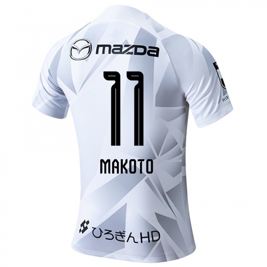 Kinder Makoto Mitsuta #11 Weiß Grau Schwarz Auswärtstrikot Trikot 2024/25 T-Shirt