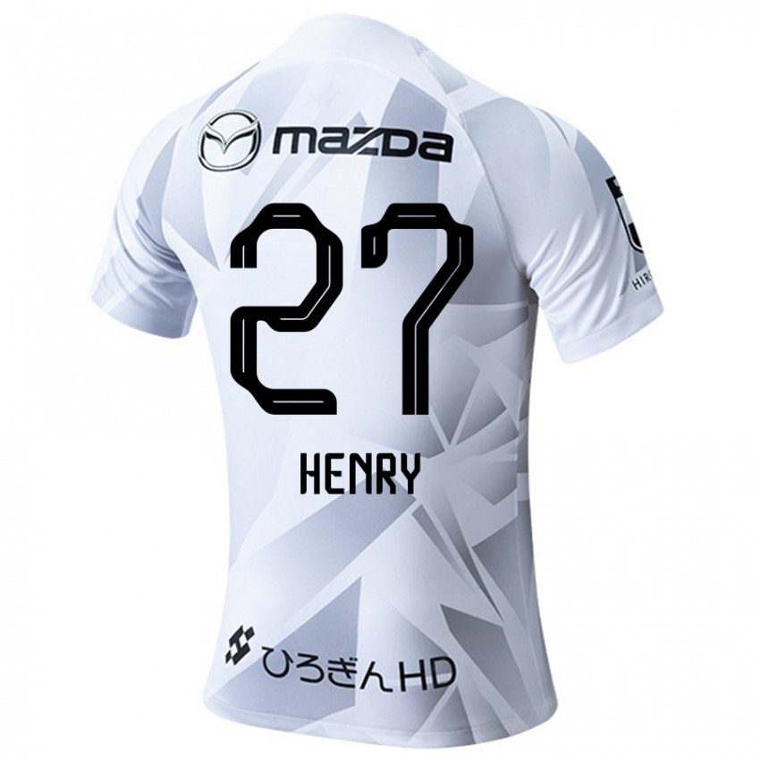 Kinder Osamu Henry Iyoha #27 Weiß Grau Schwarz Auswärtstrikot Trikot 2024/25 T-Shirt