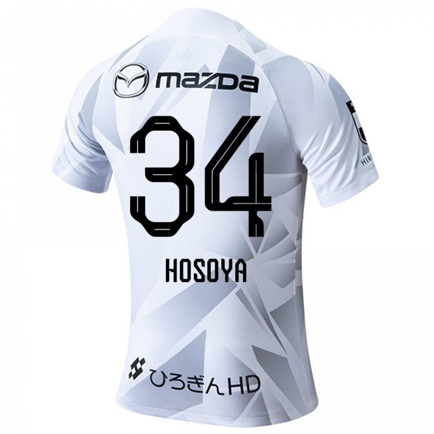 Kinder Kohei Hosoya #34 Weiß Grau Schwarz Auswärtstrikot Trikot 2024/25 T-Shirt