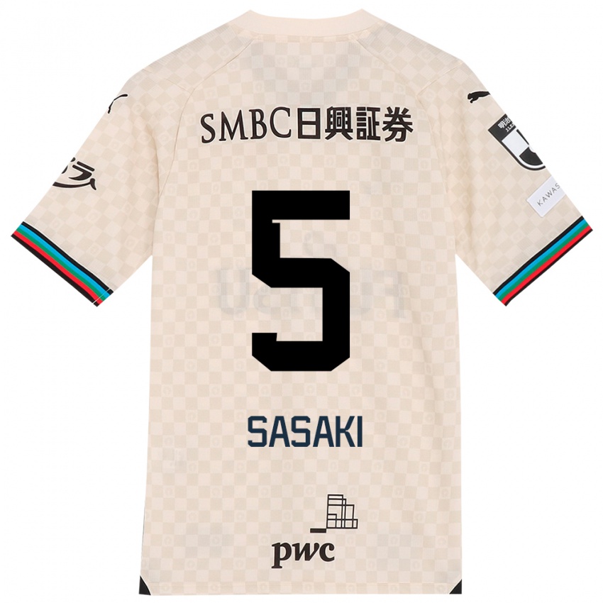 Kinder Asahi Sasaki #5 Weiß Grau Auswärtstrikot Trikot 2024/25 T-Shirt