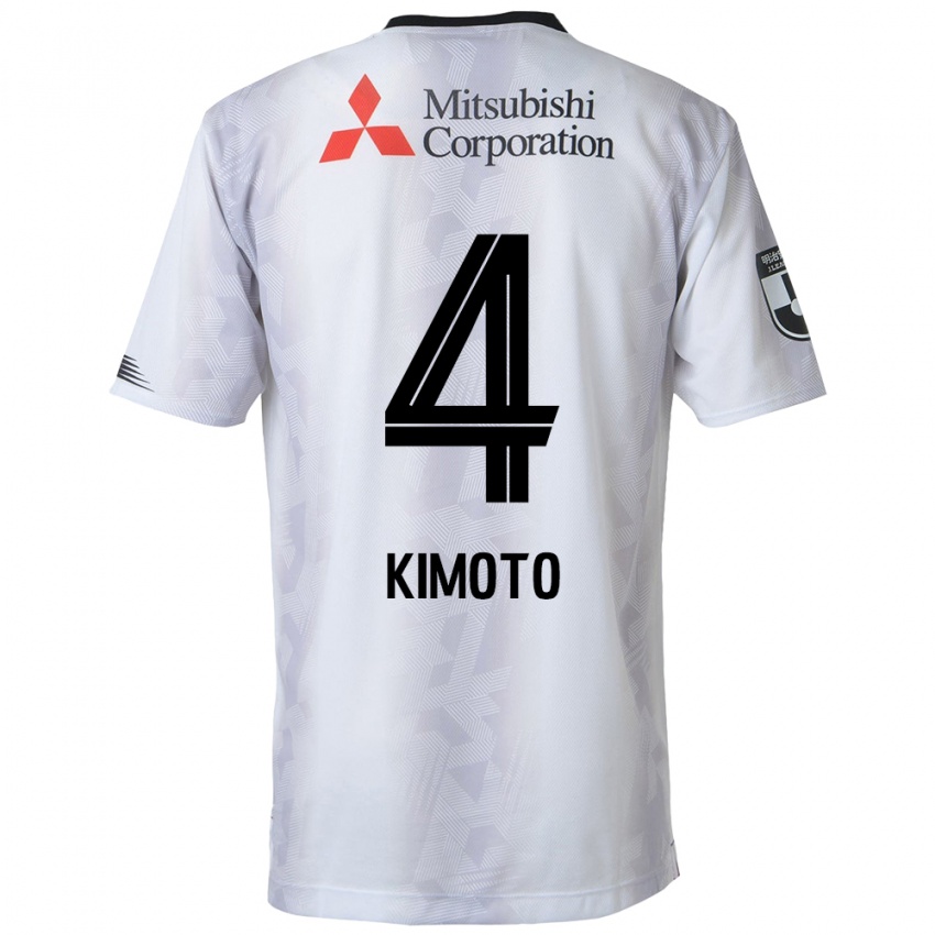 Kinder Yasuki Kimoto #4 Weiß Schwarz Auswärtstrikot Trikot 2024/25 T-Shirt