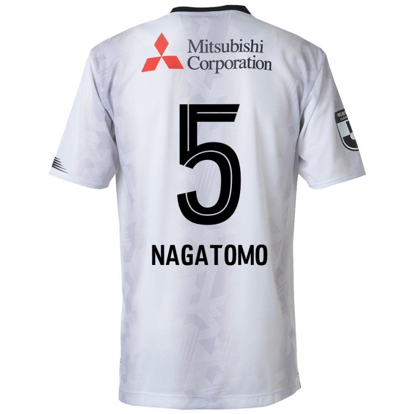 Kinder Yuto Nagatomo #5 Weiß Schwarz Auswärtstrikot Trikot 2024/25 T-Shirt