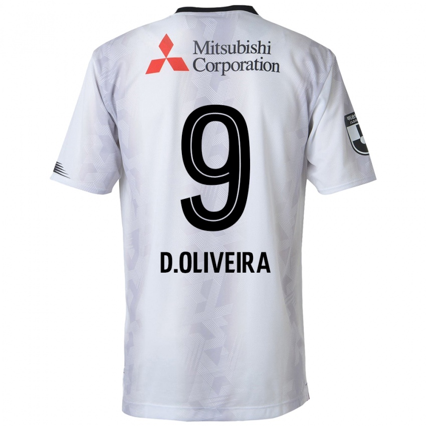 Kinder Diego Oliveira #9 Weiß Schwarz Auswärtstrikot Trikot 2024/25 T-Shirt