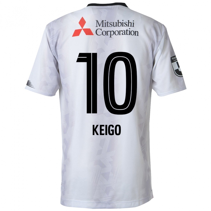 Kinder Keigo Higashi #10 Weiß Schwarz Auswärtstrikot Trikot 2024/25 T-Shirt