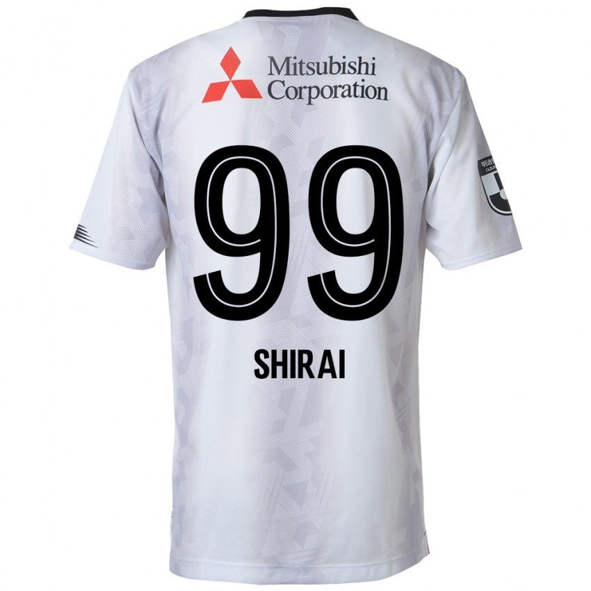 Kinder Kosuke Shirai #99 Weiß Schwarz Auswärtstrikot Trikot 2024/25 T-Shirt