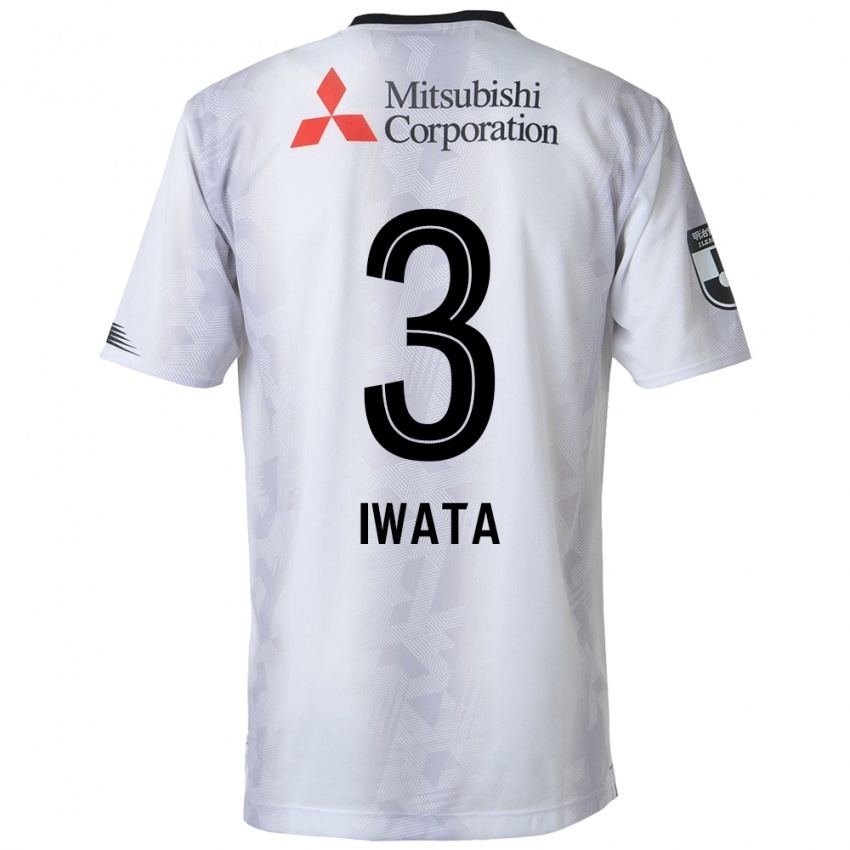 Kinder Yuki Iwata #3 Weiß Schwarz Auswärtstrikot Trikot 2024/25 T-Shirt