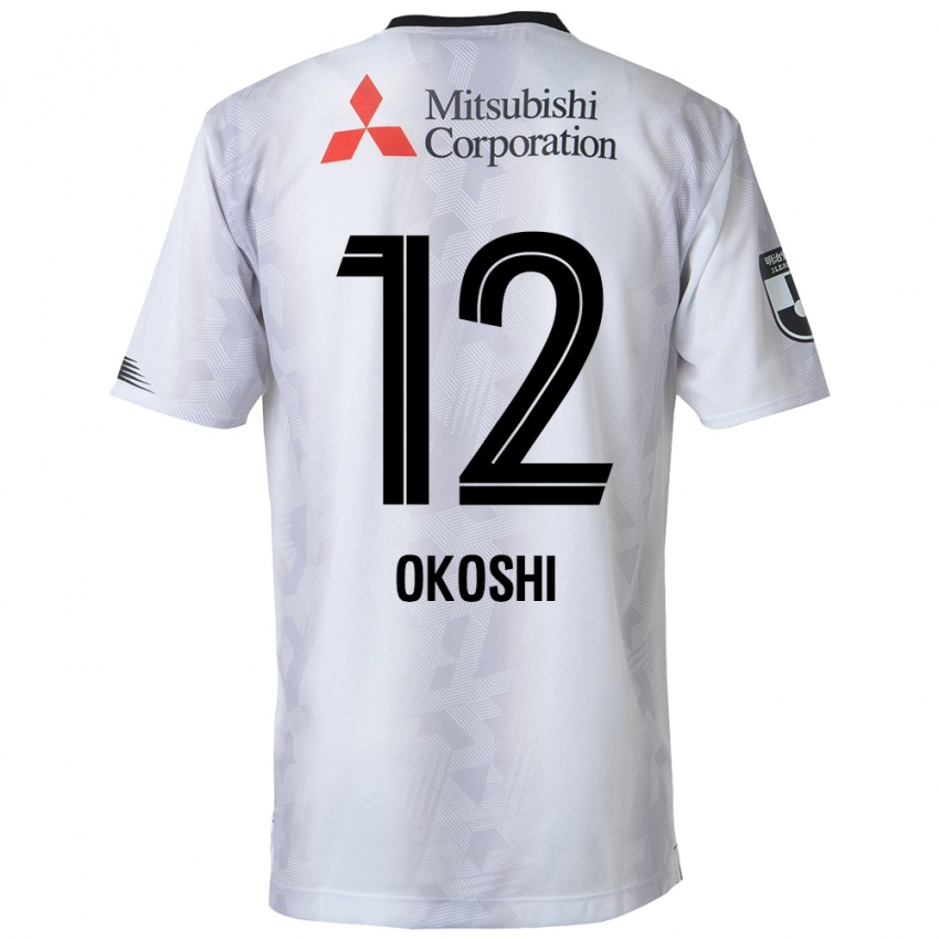 Kinder Yutaha Okoshi #12 Weiß Schwarz Auswärtstrikot Trikot 2024/25 T-Shirt